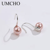 Solid Silver 925 Pearl Drop Earrings Prevent Allergy Women Engagement Gift