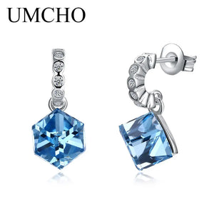Crystal Stud Earrings 925 Sterling Silver Jewelry for Women