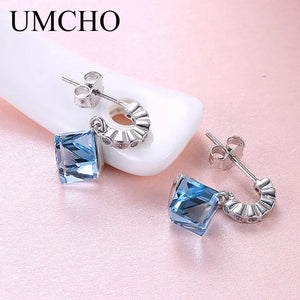 Crystal Stud Earrings 925 Sterling Silver Jewelry for Women