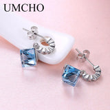 Crystal Stud Earrings 925 Sterling Silver Jewelry for Women