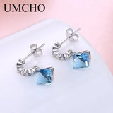 Crystal Stud Earrings 925 Sterling Silver Jewelry for Women
