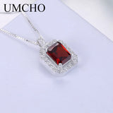 925 Silver CZ Chain Necklace Pendent Clear Red Pink Purple for Women