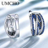 925 Silver Sapphire Clip Earrings for Women Party Wedding Gift