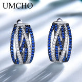 925 Silver Sapphire Clip Earrings for Women Party Wedding Gift