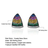 Colorful Gemstone Triangle Clip Earrings 925 Silver for Women Wedding Party