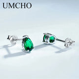 Nano Emerald Water Drop Stud Earrings 925 Sterling Silver