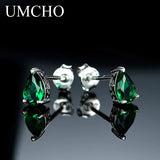 Nano Emerald Water Drop Stud Earrings 925 Sterling Silver