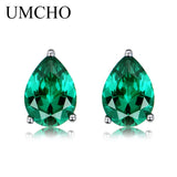 Nano Emerald Water Drop Stud Earrings 925 Sterling Silver