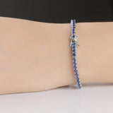 925 Silver Sapphire Tennis Bracelet Romantic Wedding Jewelry