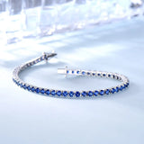 925 Silver Sapphire Tennis Bracelet Romantic Wedding Jewelry