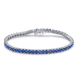 925 Silver Sapphire Tennis Bracelet Romantic Wedding Jewelry