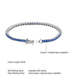 925 Silver Sapphire Tennis Bracelet Romantic Wedding Jewelry