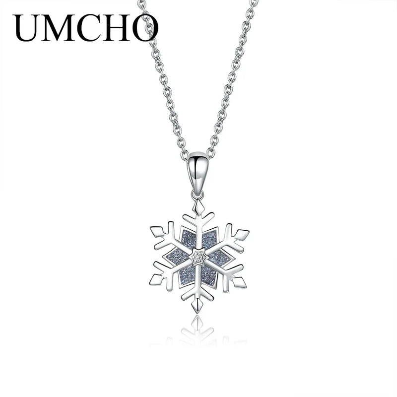 925 Silver Snowflake Necklace for Women Christmas Gift
