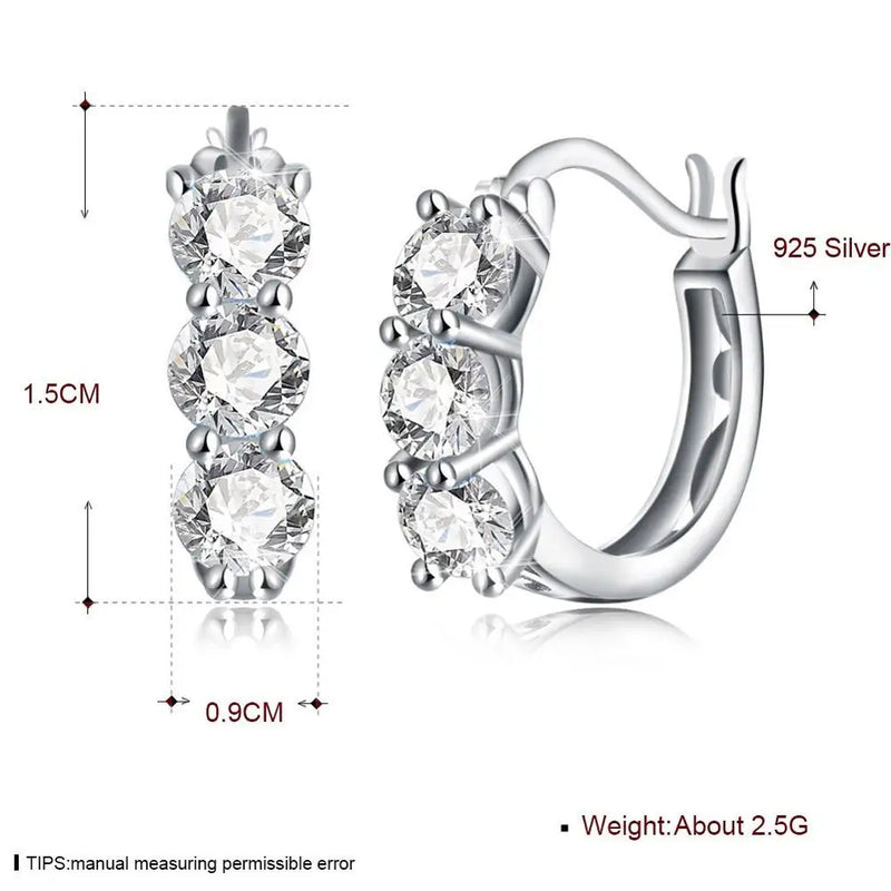 Zircon Gemstone Clip Earrings Solid 925 Sterling Silver Daily Style Gift Jewelry
