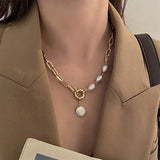 Pearl Thick Chain Pendant Necklace for Women