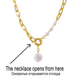 Pearl Thick Chain Pendant Necklace for Women