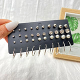 Vintage Retro Geometric Stud Earrings Set Metal Pearl Drop Earrings For Women