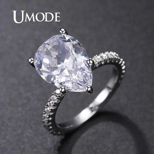 Zircon Stone Pear Cut Engagement Ring Wedding Jewelry