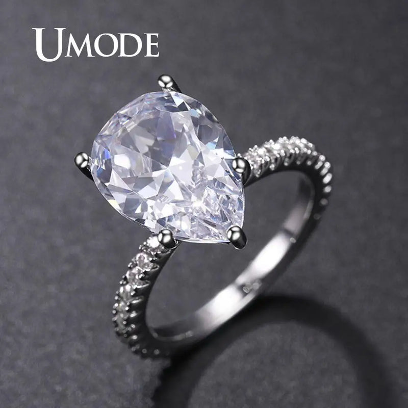 Zircon Stone Pear Cut Engagement Ring Wedding Jewelry