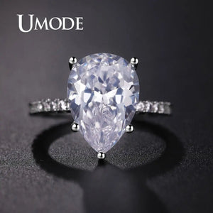 Zircon Stone Pear Cut Engagement Ring Wedding Jewelry