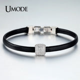Leather Charm Bracelet for Women with Pave CZ Bead