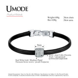 Leather Charm Bracelet for Women with Pave CZ Bead