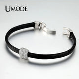 Leather Charm Bracelet for Women with Pave CZ Bead