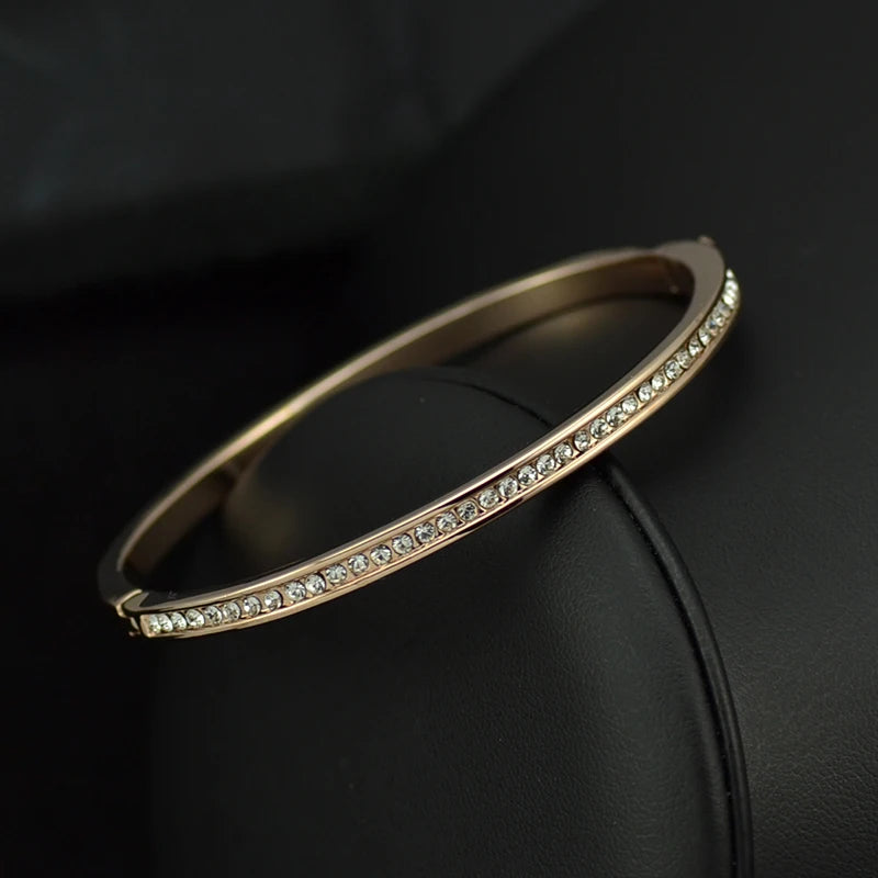 Rose Austrian Rhinestones Cuff Bangles & Bracelets For Women AJB0073