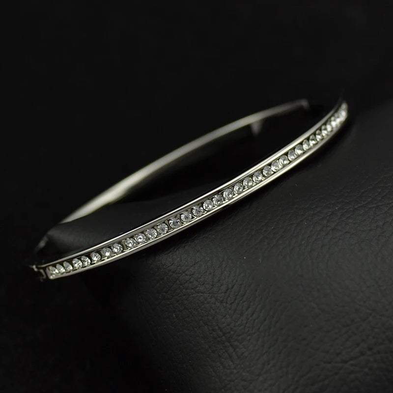 Rose Austrian Rhinestones Cuff Bangles & Bracelets For Women AJB0073