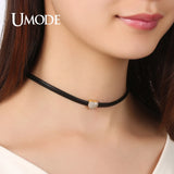 Crystal Bead Leather Choker Necklace Women Christmas Gift AUN0269