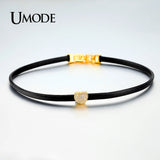 Crystal Bead Leather Choker Necklace Women Christmas Gift AUN0269