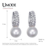 Tiny CZ Pave Simulated Pearl Rhodium Hoop Earrings
