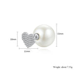 Heart CZ Pearl Double Sided Earring Studs Christmas UE0785