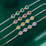 Multicolor Oval CZ Bracelet for Women Wedding Jewelry