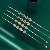 Multicolor Oval CZ Bracelet for Women Wedding Jewelry