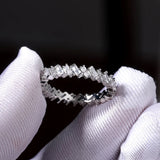 4mm CZ Rectangle Ring Women Wedding Bands Christmas Gift