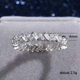 4mm CZ Rectangle Ring Women Wedding Bands Christmas Gift