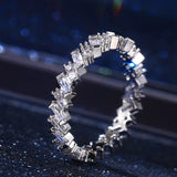 4mm CZ Rectangle Ring Women Wedding Bands Christmas Gift