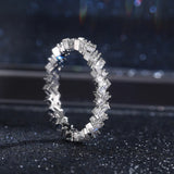 4mm CZ Rectangle Ring Women Wedding Bands Christmas Gift