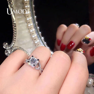 Eternity Ring CZ Wedding Bands Femme Girls Couples Gift UR0667