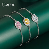 Pink Yellow Oval CZ Bracelet Jewelry Gift for Women UB0235