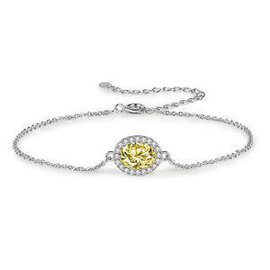 Pink Yellow Oval CZ Bracelet Jewelry Gift for Women UB0235