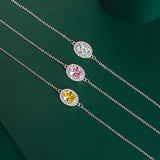 Pink Yellow Oval CZ Bracelet Jewelry Gift for Women UB0235