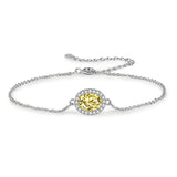 Pink Yellow Oval CZ Bracelet Jewelry Gift for Women UB0235