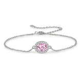 Pink Yellow Oval CZ Bracelet Jewelry Gift for Women UB0235