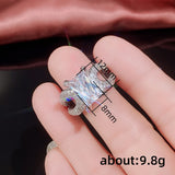 Eternity Ring CZ Wedding Bands Rectangle Cubic Zirconia