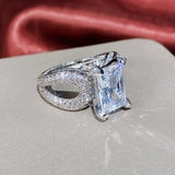 Eternity Ring CZ Wedding Bands Rectangle Cubic Zirconia