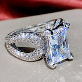 Eternity Ring CZ Wedding Bands Rectangle Cubic Zirconia