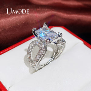 Eternity Ring CZ Wedding Bands Rectangle Cubic Zirconia
