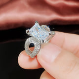 Eternity Ring CZ Wedding Bands Rectangle Cubic Zirconia